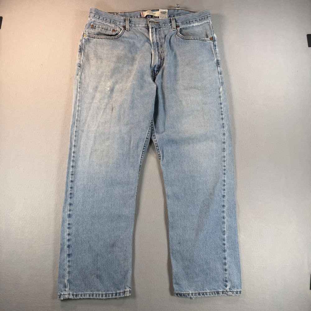 Levis 505 Regular Fit Light Wash Blue Denim Jeans Mens W38 L29 Straight Leg